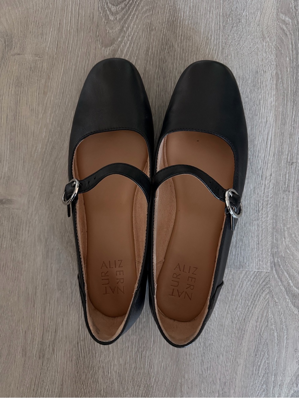 Naturalizer Black Mary Jane Flats with Buckle Strap